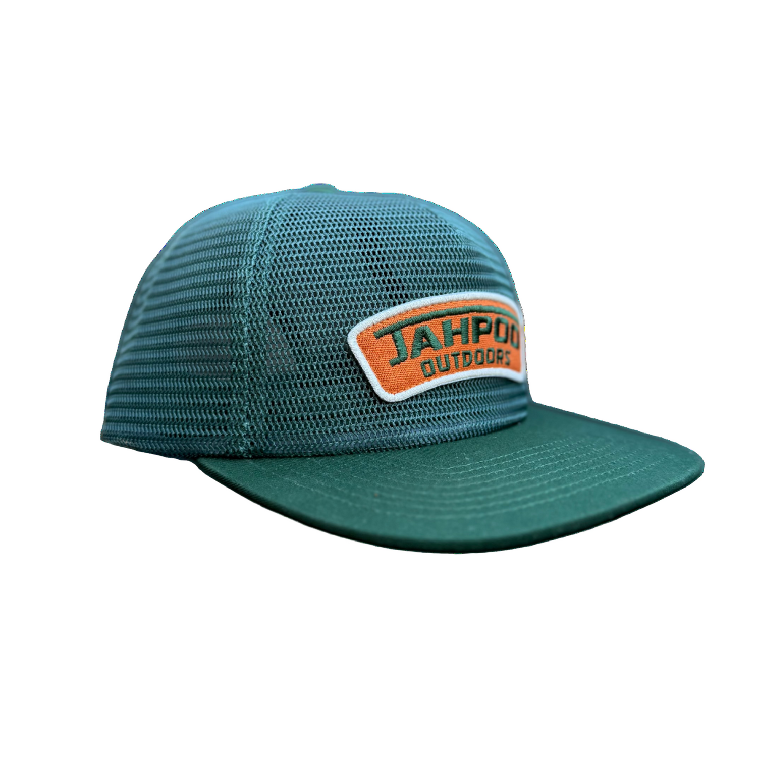 Green mesh cap with a logo