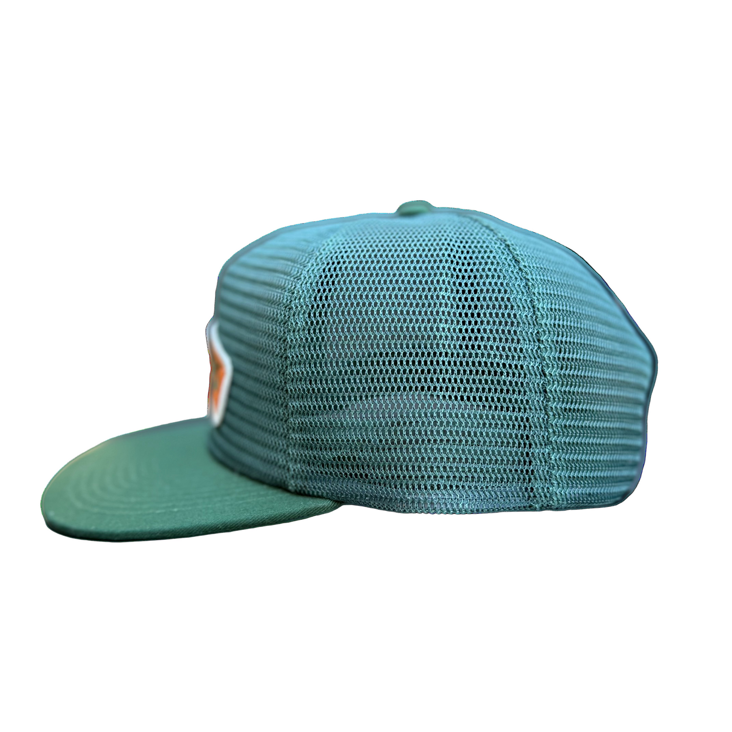 Jahpoo side profile of Green mesh cap 