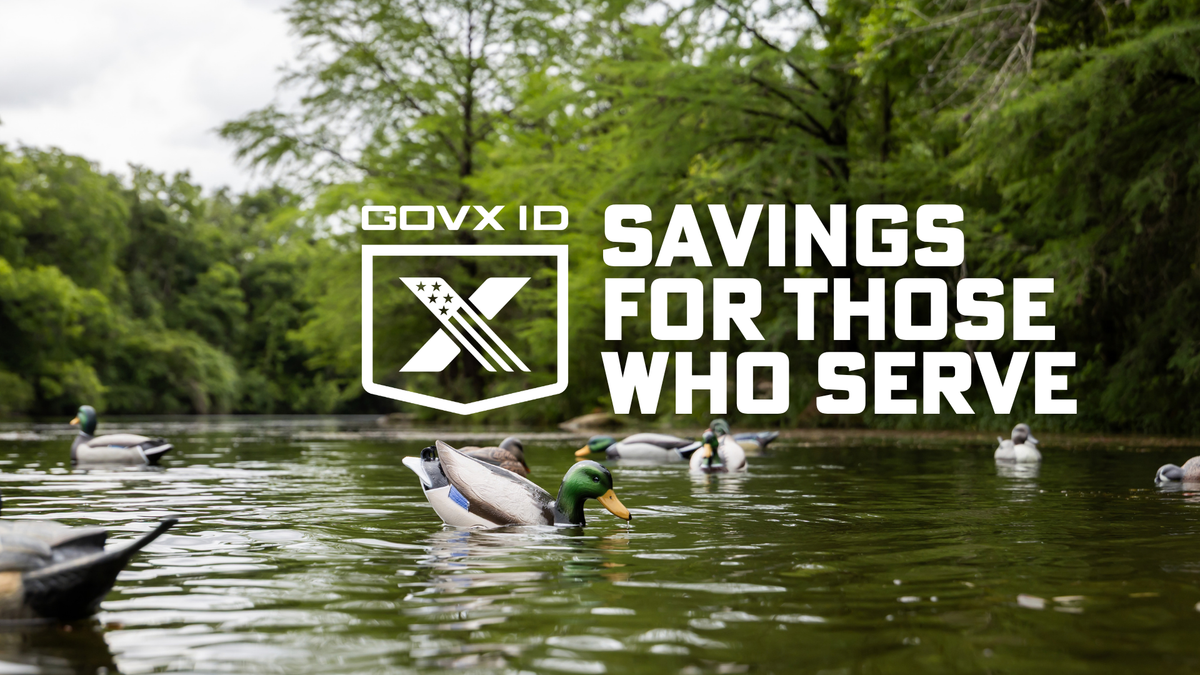 Jahpoo Flyway Deputy decoys on the water with GOVX ID Savings for Those Who Serve